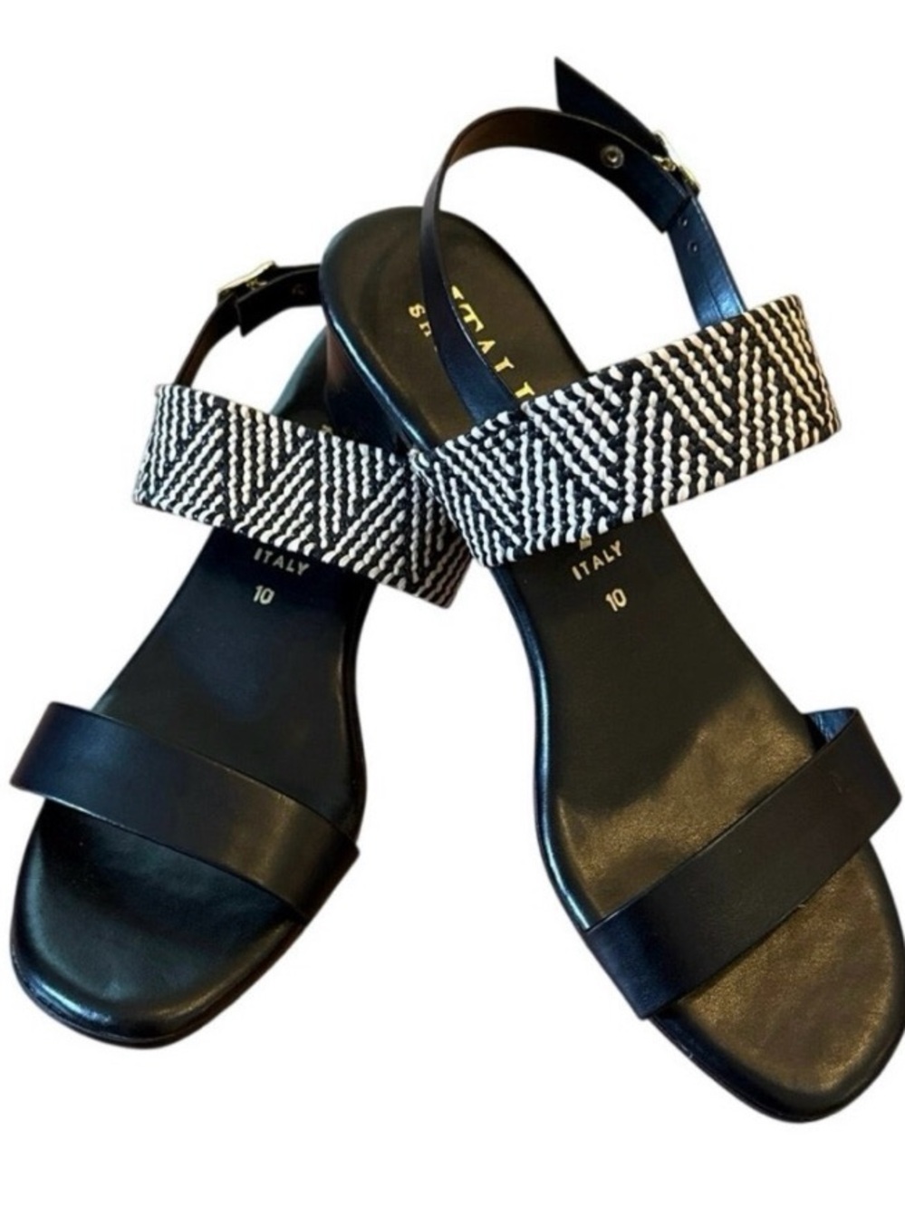 Italian Shoemaker Block and Cream Heel Sandal 10 EUC